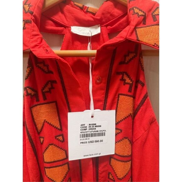 LACE The Label Geometric-Embroidered Maxi Dress Vacation Europe Size S NWT $590 - Picture 4 of 5